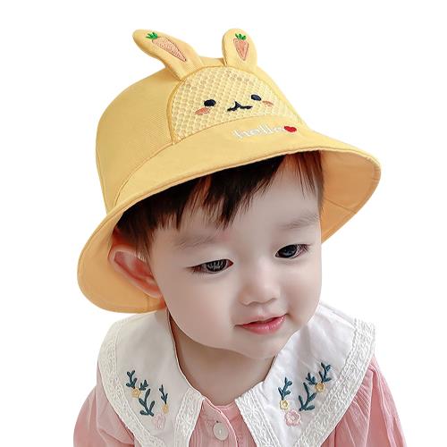 Colorland-兒童帽子 卡通蘿蔔兔寶寶遮陽帽 漁夫帽 兒童防曬帽 盆帽