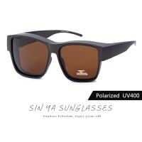 【SINYA】 大框偏光墨鏡 套鏡 霧茶框 抗UV400 可外掛式套鏡 抗UV400 可套鏡 防眩光 遮陽