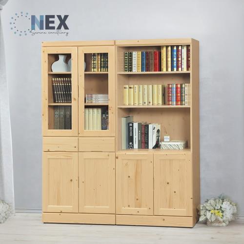 【NEX】簡約 松木書櫃2.7尺+2.7尺六門二抽書櫃組合