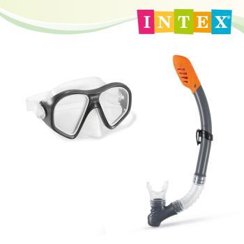 INTEX 暗礁騎士浮潛組合-蛙鏡+呼吸管-適用成人14歲以上 (55648)