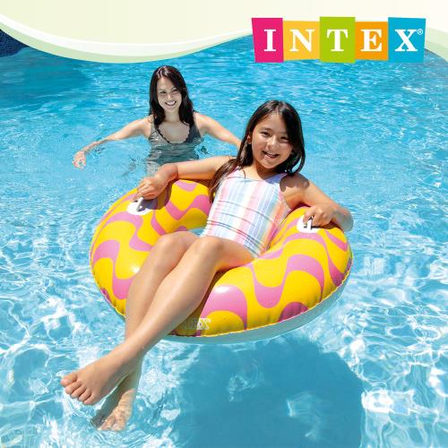 INTEX 波浪紋游泳圈帶雙握把-直徑91cm 適9歲+ 2款可選 (59256)