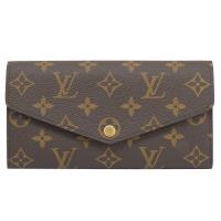 Louis Vuitton LV M62234 經典老花信封式翻蓋發財長夾.紫紅