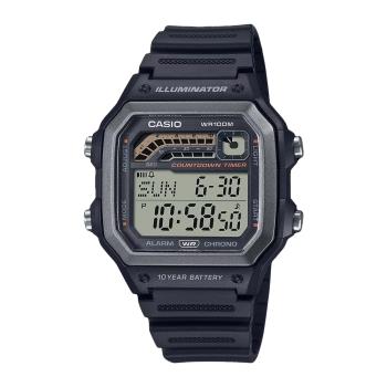 【CASIO 卡西歐】數位男錶 計時定時器 鬧鈴碼錶 LED照明 防水100米 WS-1600H (WS-1600H-1A)