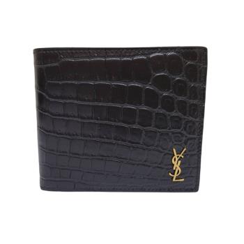 【saint laurent】ysl 聖羅蘭 黑色 牛皮皮革鱷魚壓紋 錢包/短夾 - 607727dzedw 1000