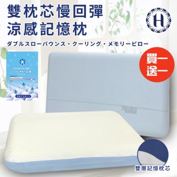 【Hilton 希爾頓】沉睡新科技雙枕芯慢回彈涼感記憶枕/買一送一(枕頭/涼感枕/護頸枕/記憶枕)(B0157)