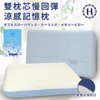 【Hilton 希爾頓】沉睡新科技雙枕芯慢回彈涼感記憶枕(枕頭/涼感枕/護頸枕/記憶枕)(B0157)