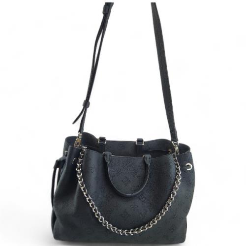 九成新展示品半價出清-LV 黑色皮字紋拉鍊手提斜背林志玲兩用包