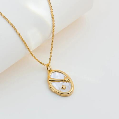 【Wanderlust+Co】橢圓母貝芒星吊掛墜項鍊