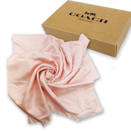 【COACH】C LOGO羊毛混桑蠶絲巾圍巾禮盒(粉)
