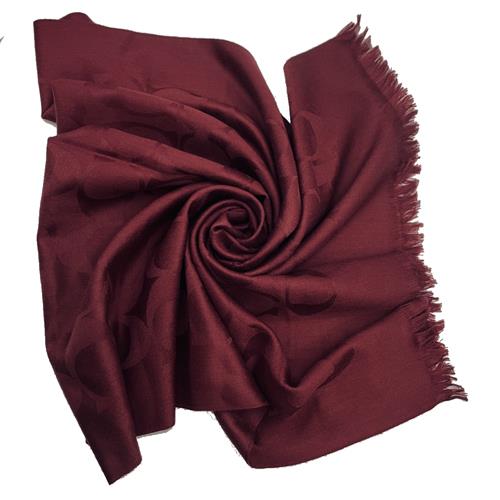 【COACH】C LOGO羊毛混桑蠶絲巾圍巾(深紅)