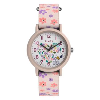 【TIMEX】Timex x Peanuts 34毫米春季花園手錶(白x粉TXTW2W33400)