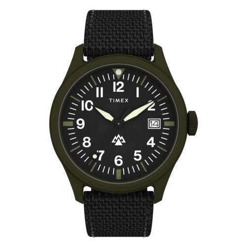 【TIMEX】天美時 遠征系列  42毫米環保再生 輕量戶外手錶 (黑 TXTW2W34400)