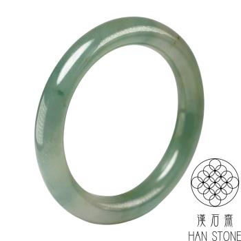 【漢石齋】天然翡翠A貨 圓條手鐲玉鐲 冰糯種飄花(手圍17.7/版寬10.1mm)