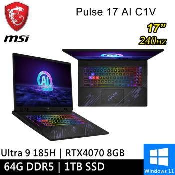 微星 Pulse 17 AI C1VGKG-022TW-SP7 17吋黑(Intel Ultra 9/64G/1TB/RTX4070 8G/W11)