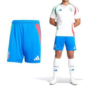 Adidas Italy 24 Away Shorts 男款 藍色 義大利 運動 訓練 足球 短褲 IQ0486