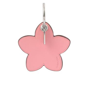 COACH 平滑皮革花朵造型吊飾/鑰匙圈(粉色)