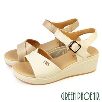 GREEN PHOENIX 女 涼鞋 厚底涼鞋 楔型涼鞋 全真皮 輕量U11-22392
