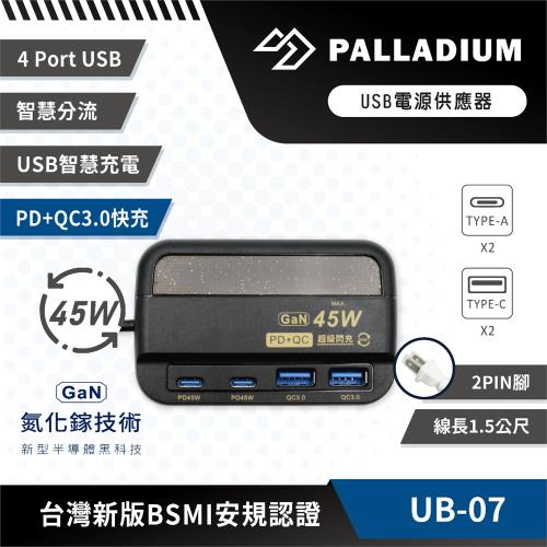 Palladium帕拉丁 PD45W氮化鎵 超級閃充USB電源供應器 UB-07