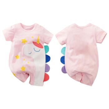 Colorland-棉質短袖包屁衣 寶寶連身衣 獨角獸嬰兒服