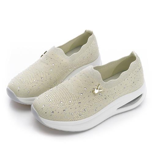 【PLAYBOY】浪漫花邊抗震增高氣墊鞋-PY0053杏