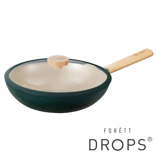 《韓國DROPS》FORETT森林系不沾深煎鍋30cm(附安全玻璃蓋)