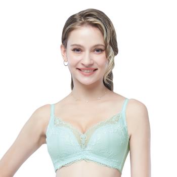 【Swear 思薇爾】 幸芙Bra系列B-E罩無鋼圈模杯蕾絲集中包覆女內衣(冰雪綠)