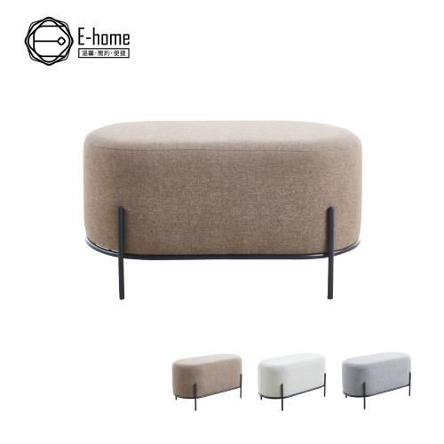 【E-home】Calvin凱文布面金屬黑腳橢圓穿鞋椅凳-寬80cm-三色可選