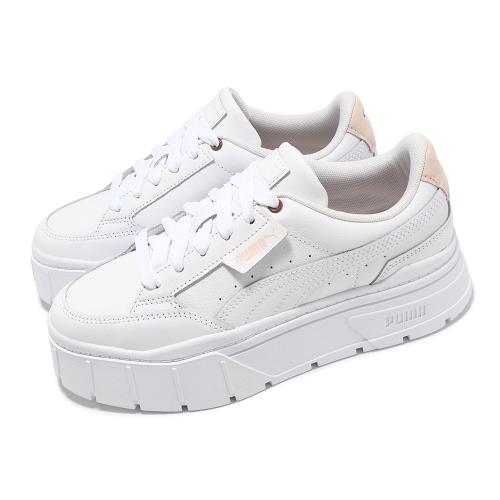 Puma 休閒鞋 Mayze Stack Soft Wns 女鞋 白 皮革 厚底 增高 全白 小白鞋 39108308