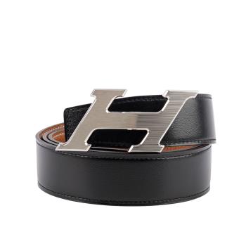 展示商品 HERMES Speed H Logo 搭釦雙色雙面可用皮帶(黑色/金棕) 90cm