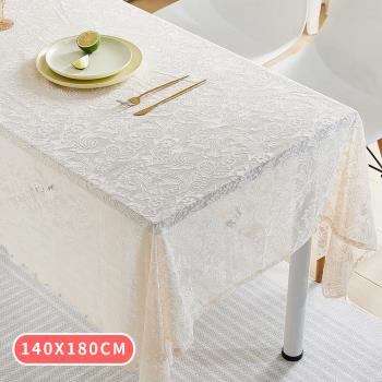 【BonBon naturel】韓式浪漫花藤波浪珍珠蕾絲長方桌巾-140X180CM(多款任選)