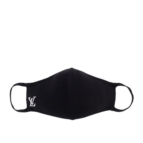 LV 白色Logo 無防疫功能針織口罩(黑色)