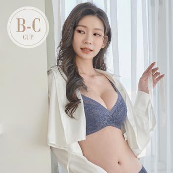 【伊黛爾】絕美愛戀 集中爆乳透氣乾爽蕾絲機能無鋼圈單件內衣 (B/C罩,灰色)