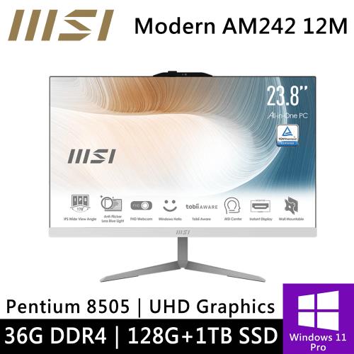 微星 Modern AM242 12M-836TW-SP2 24型 白(Pentium 8505/4G+32G/128G PCIE+1TB/W11P)