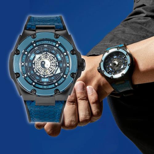 【NSQUARE】 五行系列 水屬性 G0473-N59.3 星辰機芯 高貴神秘 藍 太極八卦地支 腕錶 手錶 46mm