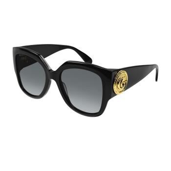 【Gucci】古馳 太陽眼鏡 GG1407S 001 54mm 多邊形框墨鏡 膠框太陽眼鏡 灰色鏡片/黑框