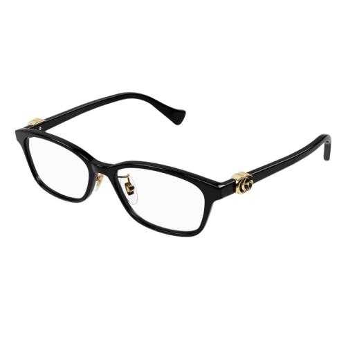 【Gucci】古馳 光學鏡框GG1473OJ 001 52mm 長方形鏡框 膠框眼鏡 LOGO鏡腳 黑/金