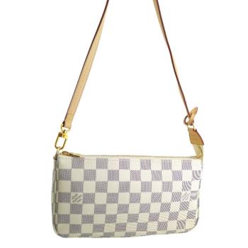 九五成新展示品！LV 白色棋盤格紋帆布肩背晚宴包