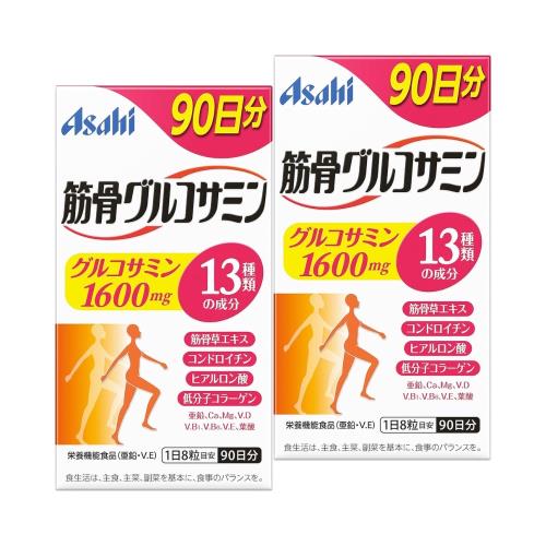 【日本Asahi】朝日 軟骨素+鈣+葡萄糖胺錠(90日/瓶)X2