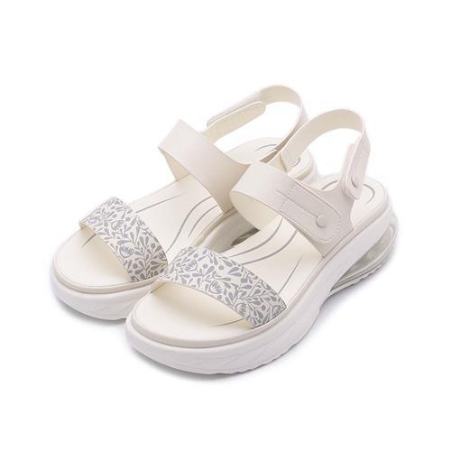 Good-Day 花紋雙魔鬼氈氣墊涼鞋 白 女鞋 鞋全家福