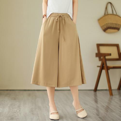 【LANNI 藍尼】★舒適擴腿七分寬褲(女裝/褲子/長褲/短褲/休閒/七分褲)