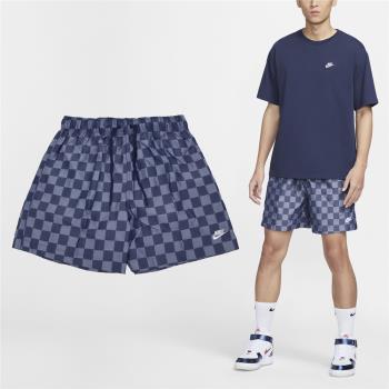 Nike 短褲 Club Flow Shorts 男款 藍 寬鬆 尼龍 棋盤格 運動褲 FN3099-410