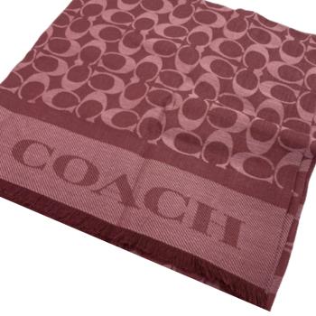 【COACH】品牌LOGO 圍巾/披巾 (酒紅色) 192643613287