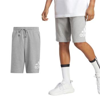 adidas 短褲 Essential Shorts 男款 灰 白 純棉 中腰 抽繩 棉褲 愛迪達 IC9403