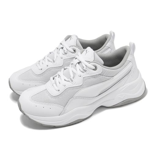 Puma 休閒鞋 Cilia Patent SL 女鞋 白 灰 厚底 增高 緩衝 復古 37250001