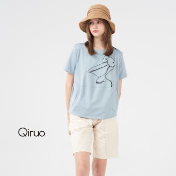 【Qiruo 奇若】春夏專櫃粉藍上衣2010A 大嘴鳥圖案設計