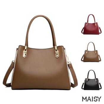 【MAISY】經典款百搭潮流優雅手提通勤托特包(現+預 棕色／黑色／紅色)