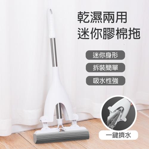 【APEX】乾濕兩用迷你膠棉拖把組(1桿2膠棉)
