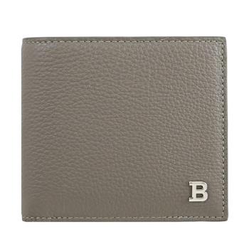 BALLY 6302634 BYIE 簡約金屬LOGO牛皮4卡零錢短夾.灰