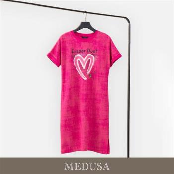 現貨【MEDUSA 曼度莎】粉桃大愛心純棉休閒洋裝（M-XL）｜短洋裝 一件式洋裝