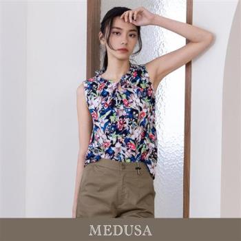 現貨【MEDUSA 曼度莎】臺灣製 藍底印花純棉無袖上衣（M-XL）｜女休閒上衣 無袖涼感